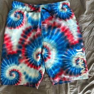 Hurley Blue and White Boys Medium Swim Shorts